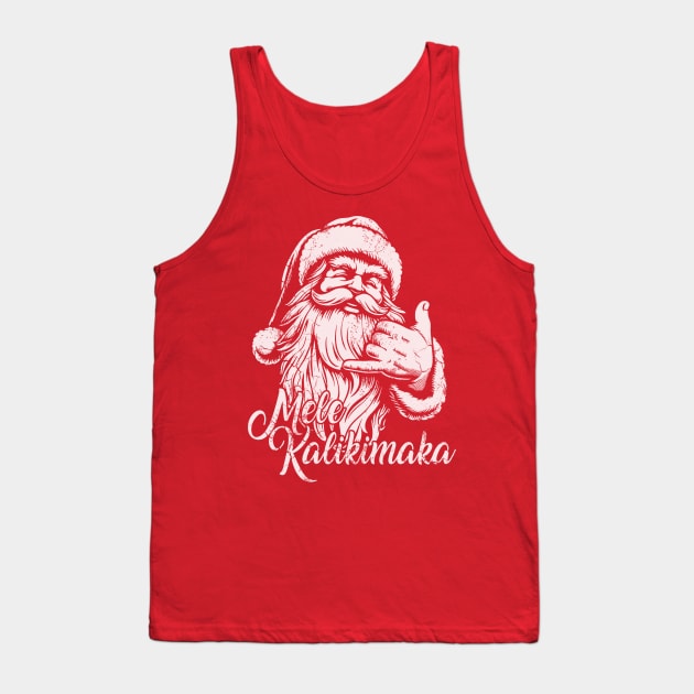 Mele Kalikimaka Hawaiian Christmas Retro Style Tank Top by E